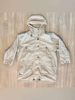 Eddie Bauer WeatherEdge Rain Jacket Women’s Small Hooded Utility Coat Beige